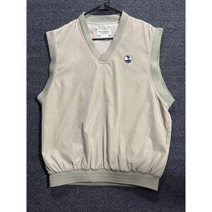 Pebble Beach Golf Vest‎ Mens Size L Khaki Medium Weight PB Logo Patch